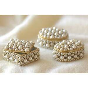  Pearl and Crystal Adorned Trinket Boxes  Set of 3