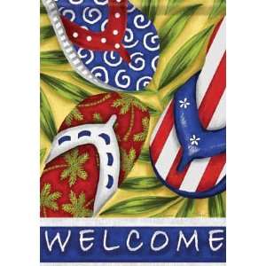  Patriotic Tropical Beach Flip Flop Welcome Double Sided 