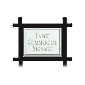  COMMERCIAL SIGN RECTANGULAR BLACK POST MOUNTED WHITE SIGN 