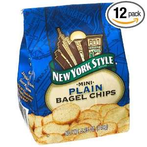 New York Style Mini Bagel Chips Plain, 5.25 Ounce Packages (Pack of 12 