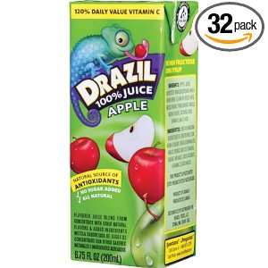 Drazil 100% Juice Apple, 6.75 Ounce (Pack of 32)  Grocery 