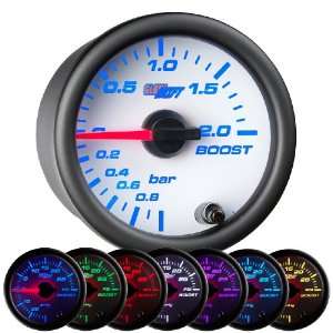    GlowShift White 7 Color BAR Boost / Vacuum Gauge Automotive