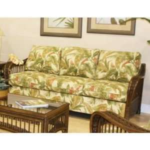   335 St Lucia Upholstered Rattan/Wicker Sofa in Antique