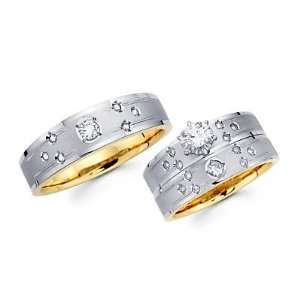   Gold Engagement Wedding Trio 3 Three Ring His and Hers Set (G H, SI2