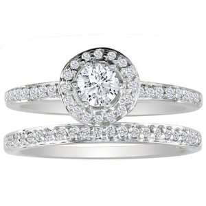  Diamond Bridal Engagement Ring Set in 14k White Gold, Available Ring 